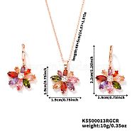 Colorful Glass Flower Jewelry Set, Brass Earrings & Necklaces Set for Women, Golden(XQ2412)