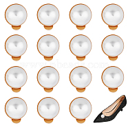 PandaHall Elite 16Pcs Plastic Imitation Pearl Shoe Decoration, Alloy Detachable Shoe Buckle Clips, Half Round, Light Gold, 18.5~19x9.5mm(AJEW-PH0004-47)