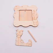 Unfinished Natural Wood Photo Frames, Square with Girl, BurlyWood, 118.5x112.5x4.5mm, Hole: 5mm(WOOD-WH0108-02)