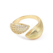 Brass Cuff Finger Rings, with Cubic Zirconia, None, Inner Diameter: 18.2mm(RJEW-H227-02G-04)