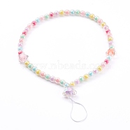Transparent Acrylic Beaded Mobile Straps, Bead in Bead, with Nylon Thread, Star & Round, Colorful, 25.7cm(HJEW-JM00420)
