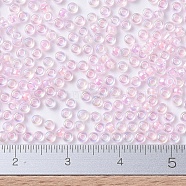 MIYUKI Round Rocailles Beads, Japanese Seed Beads, (RR272) Pink Lined Crystal AB, 11/0, 2x1.3mm, Hole: 0.8mm, about 5500pcs/50g(SEED-X0054-RR0272)