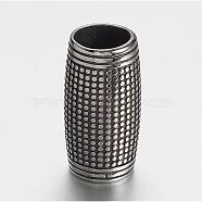 304 Stainless Steel Beads, Column, Antique Silver, 24x12mm, Hole: 9mm(STAS-D166-47AS)