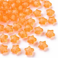 Transparent Acrylic Beads, Bead in Bead, Faceted, Star, Dark Orange, 10.5x11x7mm, Hole: 2mm, about 1280pcs/500g(TACR-S152-01A-720)