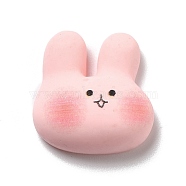Opaque Resin Cabochons,  Frosted, Rabbit, Pink, 20.5x19.5x8mm(RESI-C013-06)