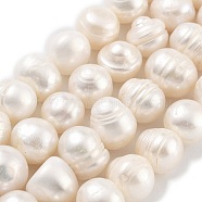 Natural Cultured Freshwater Pearl Beads Strands, Potato, Floral White, 10~11mm, Hole: 0.6mm, about 18~19pcs/strand, 6.89~7.09 inch(17.5~18cm)(PEAR-C003-20B)