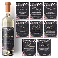 SUPERDANT 16 Sheets 8 styles Coated Paper Adhesive Sticker, Wine Bottle Adhesive Label, Anniversary Theme, Rectangle, Word, 12.5x10cm(DIY-SD0001-22)