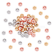 Brass Spacer Beads, Lead Free & Nickel Free & Cadmium Free, Rondelle, Mixed Color, 5x3mm, Hole: 2mm, 3 colors, 20pcs/color, 60pcs/box(KK-NB0002-22-NR)