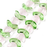 Transparent Glass Beads Strands, Tulip, Misty Rose, 6.5~9x9~14x4~5.5mm, Hole: 1mm, about 29pcs/strand, 15.71''(39.9cm)(LAMP-H061-02C)
