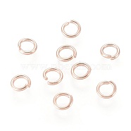 304 Stainless Steel Open Jump Rings, Rose Gold, 21 Gauge, 4x0.7mm, Inner Diameter: 3mm(STAS-O098-01RG-07)