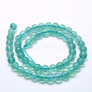 Natural Blue Fluorite Beads Strands, Grade A, Round, 6mm, Hole: 0.8mm, about 57pcs/strand, 15.5 inch(G-E112-6mm-2)