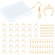 DIY Earring Making Kit, Including 30Pcs Brass Moon Pendants, 30Pcs Earring Hooks, 40Pcs Open Jump Rings, Golden, 19x18x1mm, Hole: 1mm(DIY-CN0001-65)