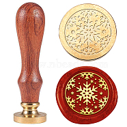 Wax Seal Stamp Set, Sealing Wax Stamp Solid Brass Heads with Wood Handles, for Envelopes Invitations, Gift Card, Snowflake, 83x22mm, Stamps: 25x14.5mm(AJEW-WH0208-1455)