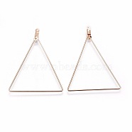 Iron Pendants, Hoop Earring Findings, Triangle, Golden, 50~51x34~35x1~1.5mm, Hole: 1mm, Pin: 0.7mm(IFIN-WH0051-13G)