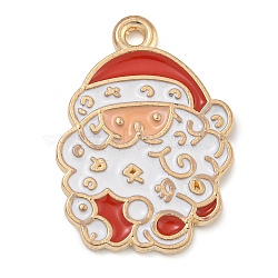 Christmas Theme Alloy Enamel Pendants, Light Gold, Lead Free & Cadmium Free, Santa Claus, 23.5x16.5x1.3mm, Hole: 1.6mm(ENAM-Z019-01B)