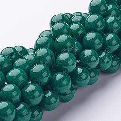 Natural Mashan Jade Round Beads Strands, Dyed, Dark Green, 10mm, Hole: 1mm, about 41pcs/strand, 15.7 inch(X-G-D263-10mm-XS13)