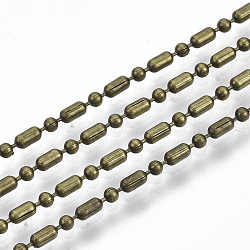Brass Ball Chains, Ball-Bar Style, Round and Oval, Long-Lasting Plated, Soldered, with Spool, Cadmium Free & Nickel Free & Lead Free, Antique Bronze, 3.7x2mm, about 16.4 Feet(5m)/roll(X-CHC-S008-009C-AB)
