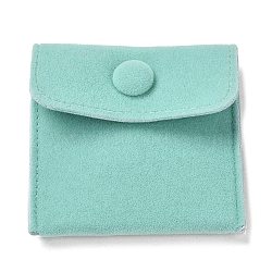 Velvet Jewelry Storage Pouches, Square Jewelry Bags with Snap Fastener, for Earrings, Rings Storage, Turquoise, 69~70x70.5~71x9mm(TP-B002-01A)