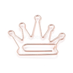 Crown Shape Iron Paperclips, Cute Paper Clips, Funny Bookmark Marking Clips, Rose Gold, 28x37x1mm(TOOL-L008-017RG)