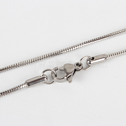 304 Stainless Steel Snake Chain Necklace Making, with Lobster Claw Clasps, Stainless Steel Color, 17.7 inch(45cm)(STAS-P045-18P)