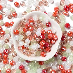 Glass Beads, Faceted, Rondelle, Red, 8x6mm, Hole: 1mm, about 145pcs/60g(EGLA-A034-SM8mm-57)