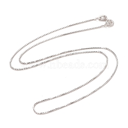 925 Sterling Silver Box Chain Necklace for Women, Platinum, 16 inch(40.7cm), 0.75mm(NJEW-M190-02D-P)