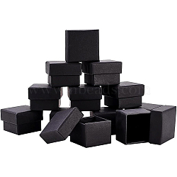 Kraft Paper Cardboard Jewelry Boxes, Ring Box, Square, with Sponge inside, Black, 4.5x3.8x3cm(CBOX-BC0001-13A)