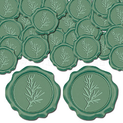 100Pcs Adhesive Wax Seal Stickers, Envelope Seal Decoration, For Craft Scrapbook DIY Gift, Olive Drab, Leaf, 30mm(DIY-CP0009-47C)