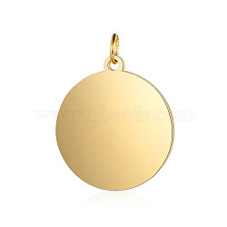 304 Stainless Steel Pendants, Flat Round, Stamping Blank Tag, Golden, 22.5x20x1.5mm, Hole: 3.5mm(STAS-S105-T638-2-20)