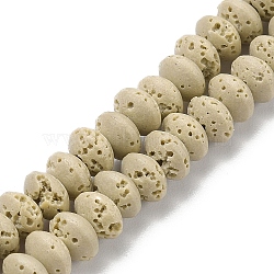 Synthetic Lava Rock Beads Strands, Dyed, Rondelle, Saucer Beads, Beige, 8x5mm, Hole: 1.8mm, about 73pcs/strand, 14.57''(37cm)(G-B087-02A-03)