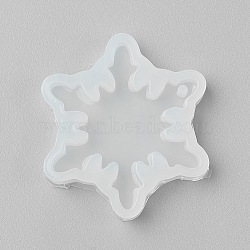 Food Grade Pendant Silicone Molds, Fondant Molds, For DIY Cake Decoration, Chocolate, Candy, UV Resin & Epoxy Resin Jewelry Making, Snowflake, White, 49x45x8mm(DIY-E021-32)