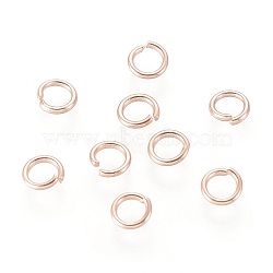 304 Stainless Steel Open Jump Rings, Rose Gold, 21 Gauge, 4x0.7mm, Inner Diameter: 3mm(STAS-O098-01RG-07)