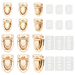 WADORN 12 Sets 2 Style Iron Bag Tuck Clasps, Handbag Thumb Locks, with Spacer, Light Gold, 3.8~5x2.7~3.5x2.2~2.8cm, 6 sets/style(FIND-WR0009-02)