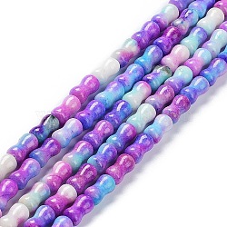 Natural Quartz Beads Strands, Dyed, Bone, Blue Violet, 10x5mm, Hole: 0.6mm, about 41pcs/strand, 15.75~16.14 inch(40~41cm)(G-C034-03B)