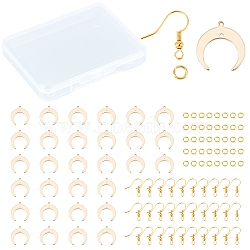 DIY Earring Making Kit, Including 30Pcs Brass Moon Pendants, 30Pcs Earring Hooks, 40Pcs Open Jump Rings, Golden, 19x18x1mm, Hole: 1mm(DIY-CN0001-65)