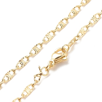 Brass Oval Link Chains Necklace for Women, Cadmium Free & Lead Free, Real 18K Gold Plated, 17.44 inch(44.3cm)