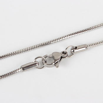 304 Stainless Steel Snake Chain Necklace Making, with Lobster Claw Clasps, Stainless Steel Color, 17.7 inch(45cm)
