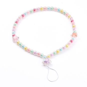 Transparent Acrylic Beaded Mobile Straps, Bead in Bead, with Nylon Thread, Star & Round, Colorful, 25.7cm