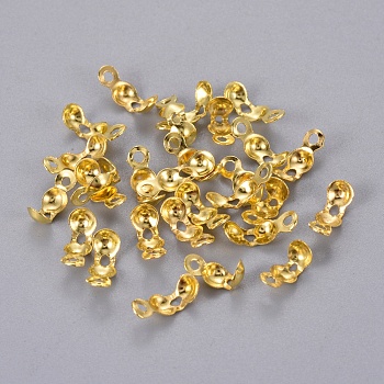 Iron Bead Tips Knot Covers, Golden, 8x4mm, Hole: 1.5mm, Inner Diameter: 3mm, about 275pcs/20g