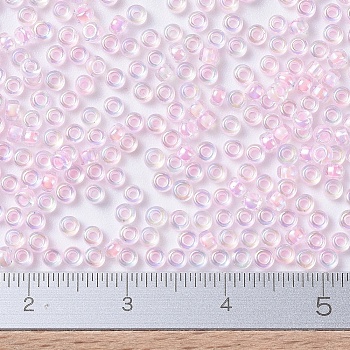 MIYUKI Round Rocailles Beads, Japanese Seed Beads, (RR272) Pink Lined Crystal AB, 11/0, 2x1.3mm, Hole: 0.8mm, about 5500pcs/50g