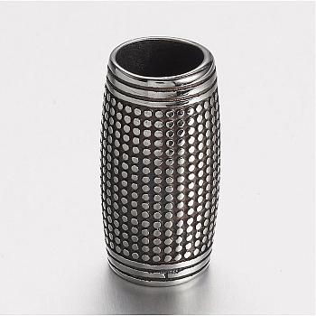 304 Stainless Steel Beads, Column, Antique Silver, 24x12mm, Hole: 9mm