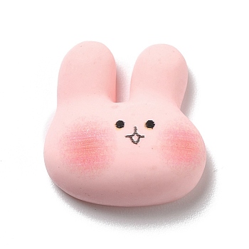 Opaque Resin Cabochons,  Frosted, Rabbit, Pink, 20.5x19.5x8mm