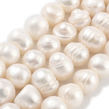 Natural Cultured Freshwater Pearl Beads Strands, Potato, Floral White, 10~11mm, Hole: 0.6mm, about 18~19pcs/strand, 6.89~7.09 inch(17.5~18cm)