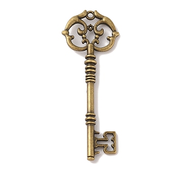 Skeleton Key Tibetan Style Alloy Big Pendants, Cadmium Free & Lead Free, Antique Bronze, 82x31x6mm, Hole: 2mm