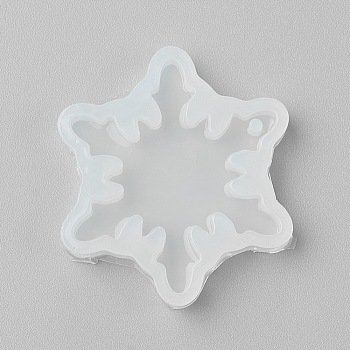 Food Grade Pendant Silicone Molds, Fondant Molds, For DIY Cake Decoration, Chocolate, Candy, UV Resin & Epoxy Resin Jewelry Making, Snowflake, White, 49x45x8mm
