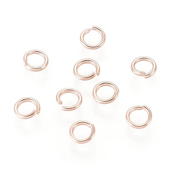 304 Stainless Steel Open Jump Rings, Rose Gold, 21 Gauge, 4x0.7mm, Inner Diameter: 3mm