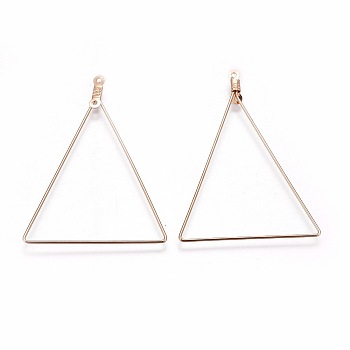 Iron Pendants, Hoop Earring Findings, Triangle, Golden, 50~51x34~35x1~1.5mm, Hole: 1mm, Pin: 0.7mm