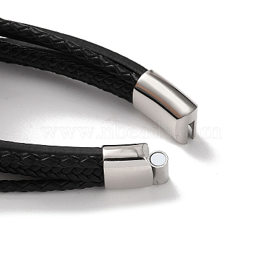 Men's Braided Black PU Leather Cord Multi-Strand Bracelets(BJEW-K243-21P)-4