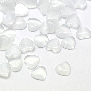 White Heart Glass Cabochons