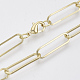 Brass Flat Oval Paperclip Chain Necklace Making(MAK-S072-08A-LG)-1